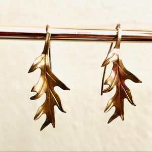 Handmade Brass 3-Dimensional Leaf Earrings